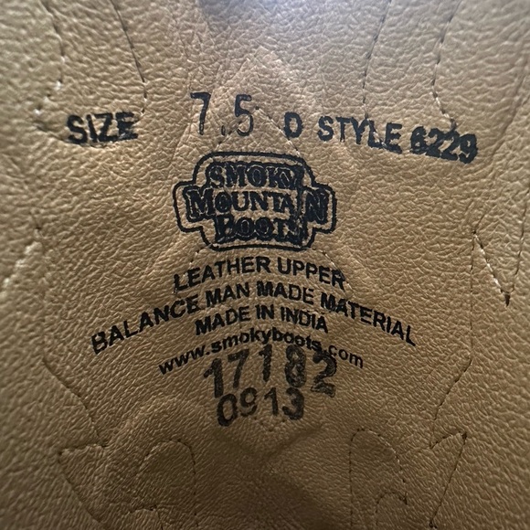 Smoky Mountain Western Boots | Distressed Gold Leather w/ Turquoise Inlay 7.5 - Picture 8 of 8